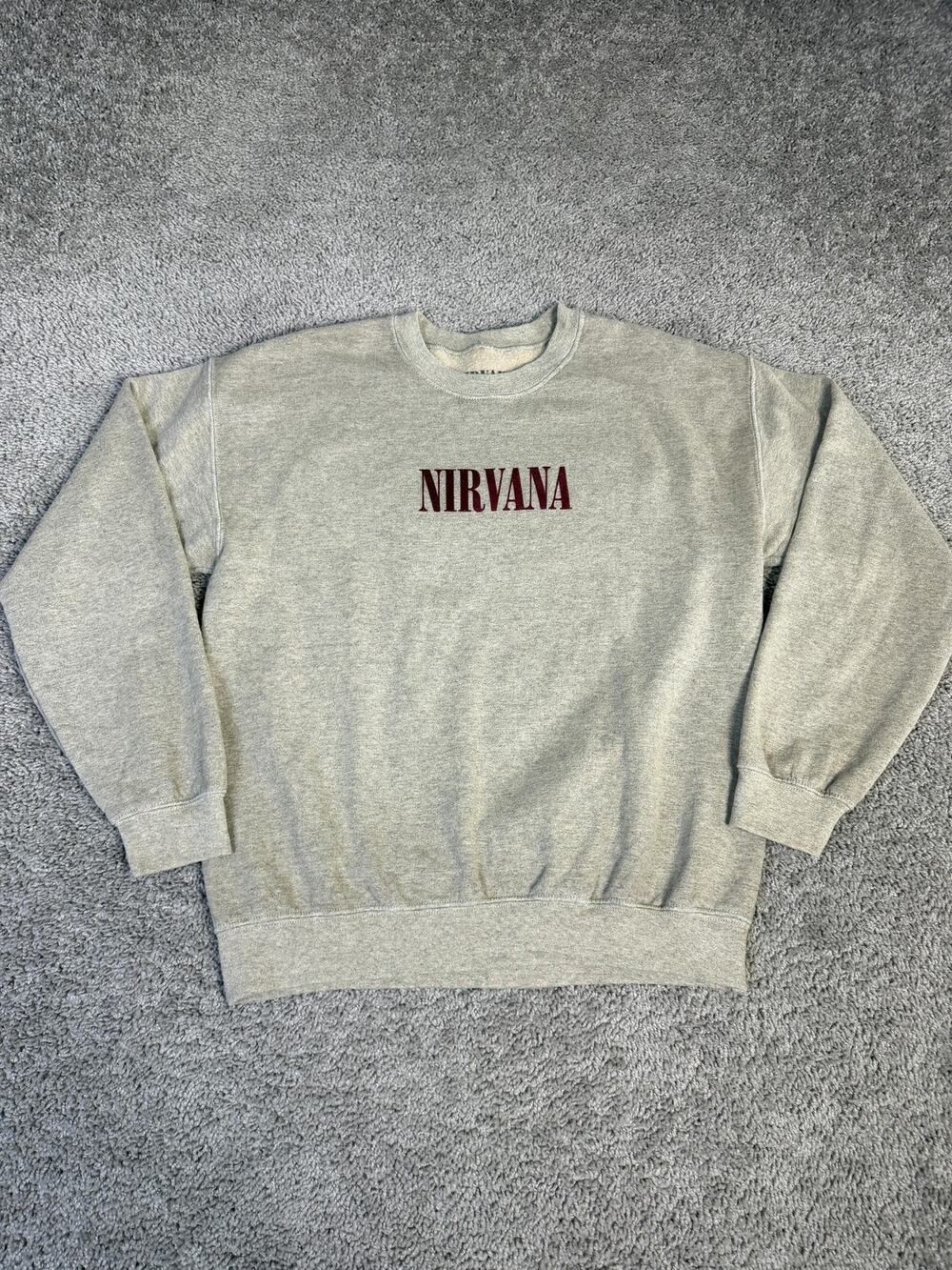 Nirvana Sweatshirt Mens S Gray Pullover Fleece Graphic In Utero Tagless Lined